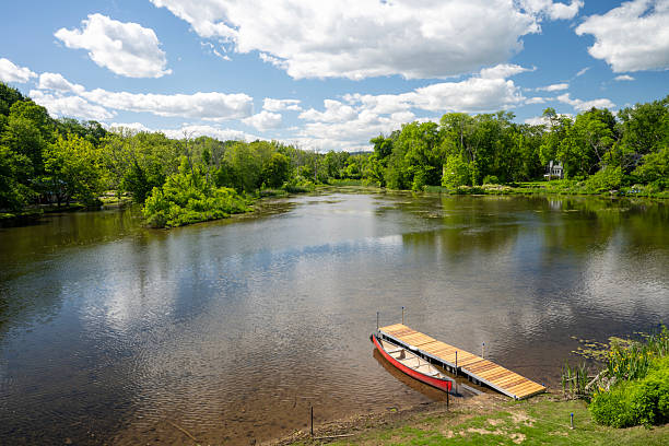 Scenic Raritan River in Spring, Clinton, New Jersey, USA