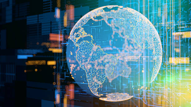 istock Big data concept. digital globe. Physical Infrastructure of the Internet. 2222804421