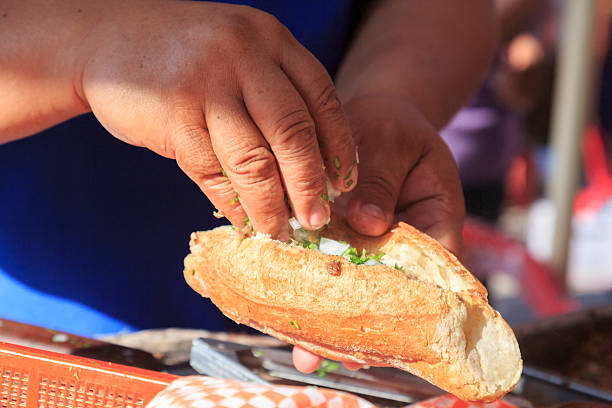 istock Sandwich, torta, being prepared.Mexico, Nayarit State, Bucerias. 2222804513