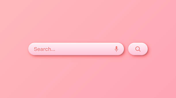 istock Colorful 3d search bar template. Internet browser engine with search box, address bar and text field. UI design, website interface element with web icons and push button. Vector illustration 2222805222