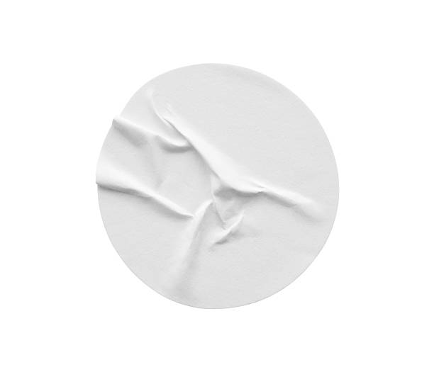 istock Blank white round paper sticker label isolated on white background 2222805379