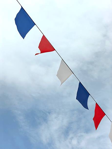 istock colorful flags wave in sky during festive celebration, creating vibrant atmosphere on cloudy day. 2222813346
