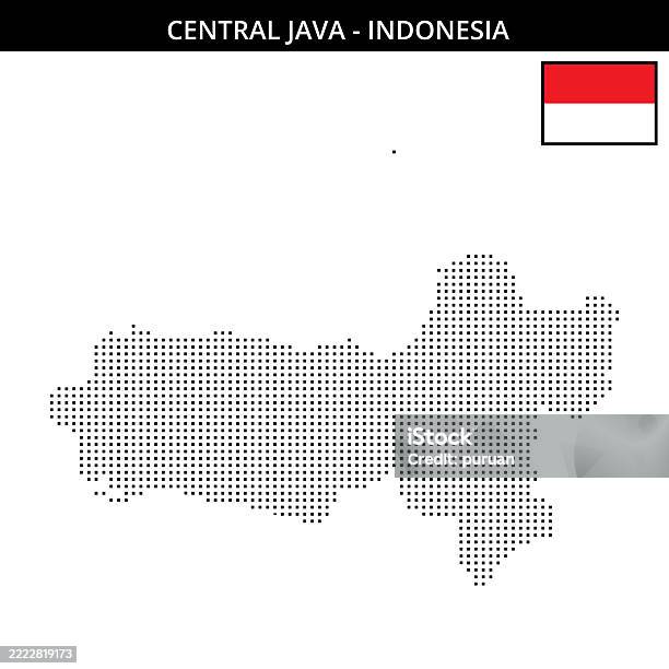 Mapa De Java Ilustración de Pequeño Mapa Cuadrado Punteado De Java Central En ...