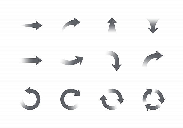 illustrations, cliparts, dessins animés et icônes de ensemble d’icônes de flèche de dégradé - pointe de flèche