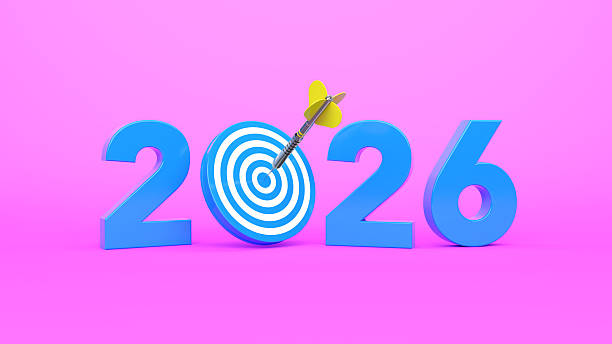 istock New Year 2026 with Dart board and arrows 2222831740