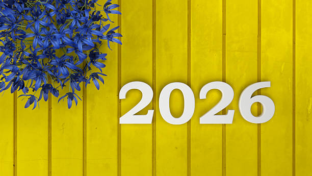 istock New Year 2026 Creative Design Concept with violet Flowers 2222833190