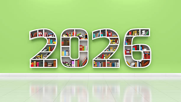 istock New Year 2026 Creative Design Concept with Books Shelf 2222833238