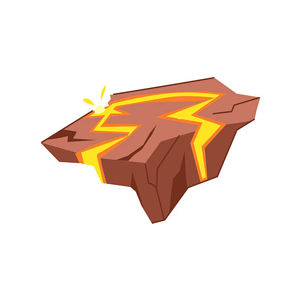 fluss lava plattform cartoon vektor illustration - lahar stock-grafiken, -clipart, -cartoons und -symbole