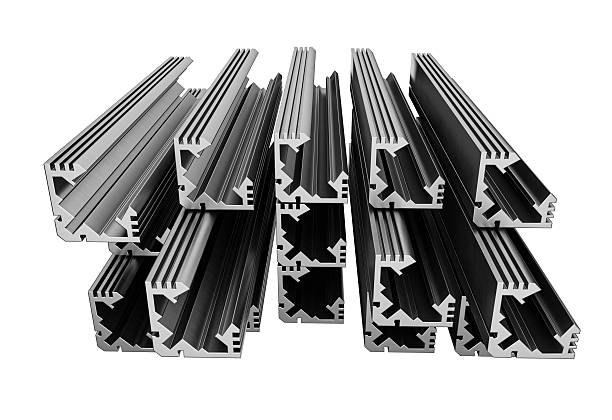 istock Sleek Grey Extruded Aluminum Profiles Set For Doors And Windows Making Concept 3d Illustration 2222839570