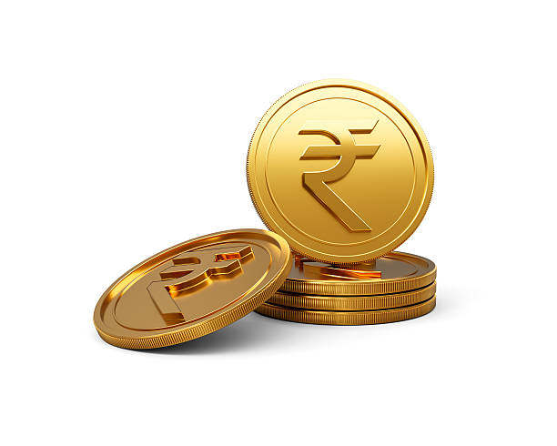 istock 3d Stack Of Golden Indian Rupee Coins Shiny Rounded Coins Stack On White Background 3d Illustration 2222839667
