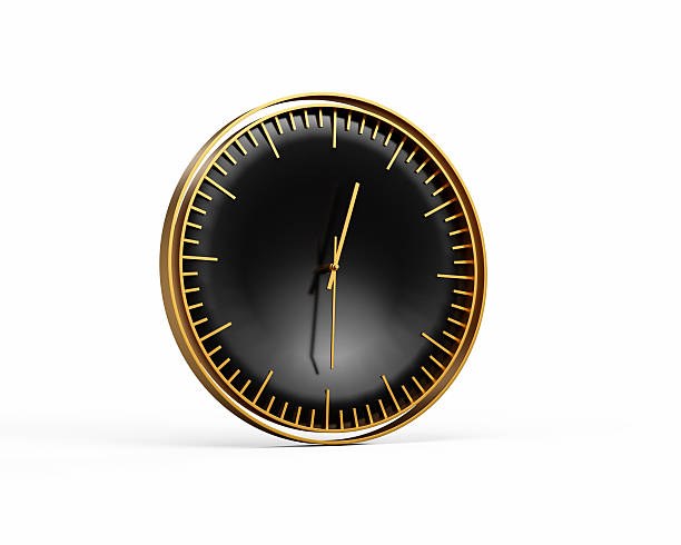 istock Modern Sleek Golden And Black Wall Clock Twelve Thirty 12:30 For Modern Interiors 3D Illustration 2222839992
