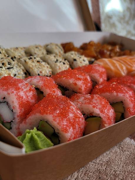 istock Sushi Box with Red and White Toppings 2222841400