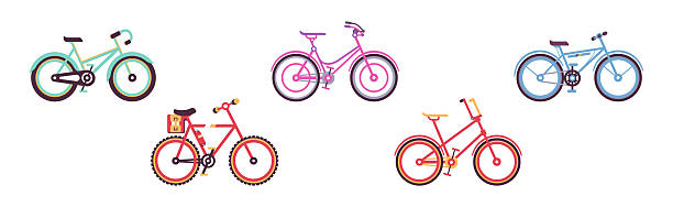 istock Colorful Bicycles and Bike as Pedal Driven Vehicle Vector Set 2222844751