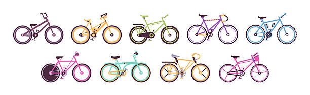 istock Colorful Bicycles and Bike as Pedal Driven Vehicle Vector Set 2222844782