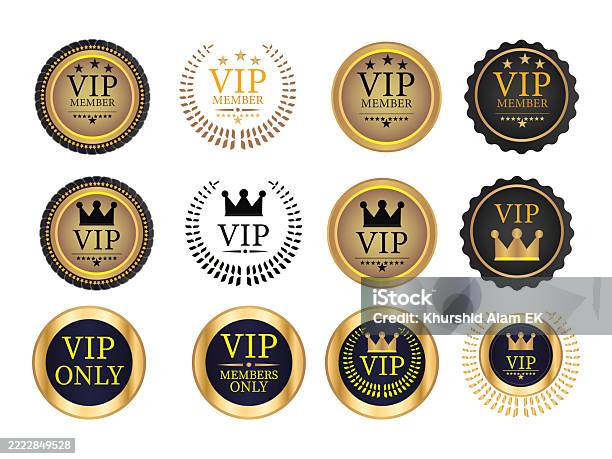 Vip All Star Various Vip Member Badges Set With Crown Stars And Text Vip For Elite ...