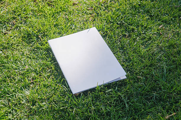 istock Mockup magazine on green grass background 2222855747
