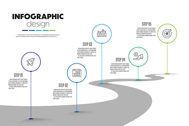 street concept for infographic timeline presentations and business concept charts with 5 options