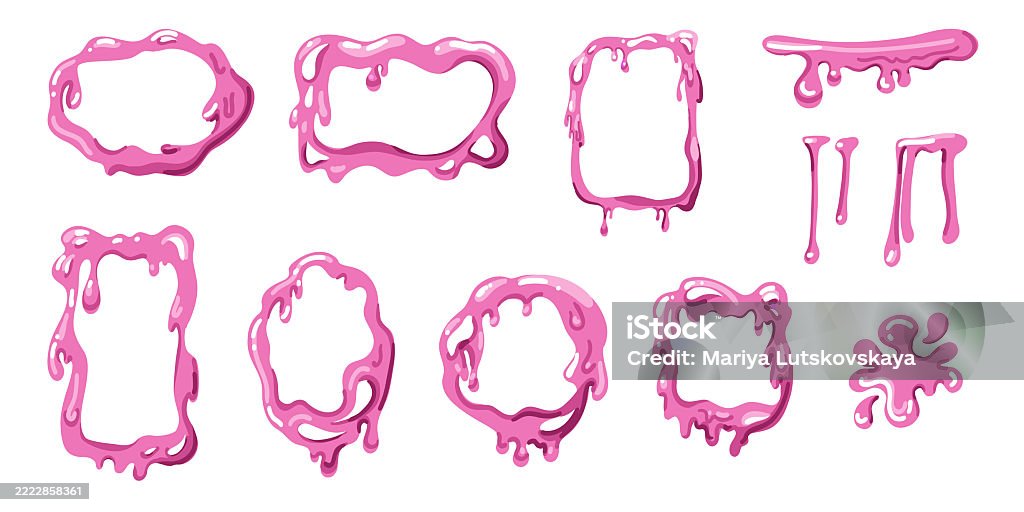 Slime Rant Frame Slime Pink Frame Different Forms Border For Graphic Design Melting ...