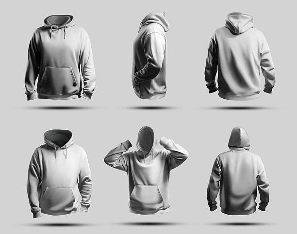 istock White male hoodie mockup 3D rendering, front, back, side view, isolated on background, set 2222861187