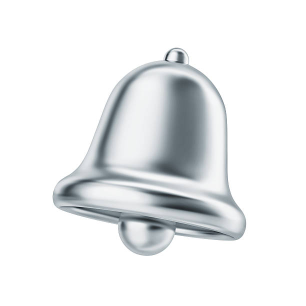 Silver bell isolated on white background. 3D rendering with clipping path