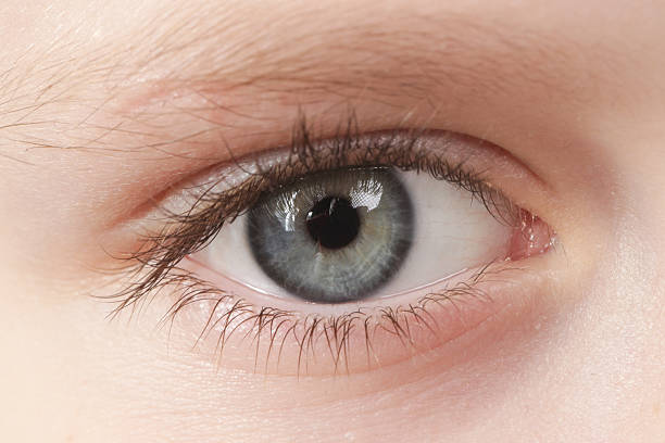 istock Close up view of a blue child eye looking at camera 2222862679