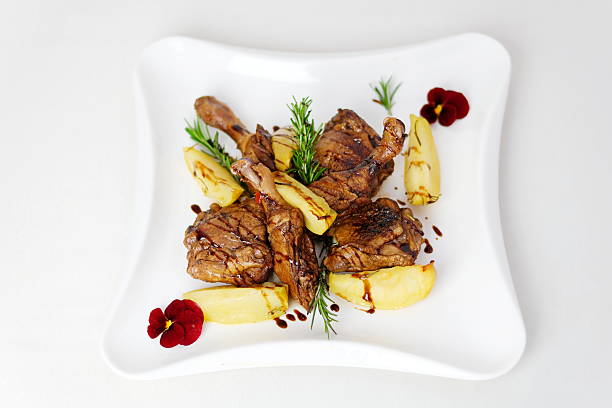 istock roasted duck leg with mashed potatoes and fresh salad on the plate closeup. horizontal view from abovel 2222866733
