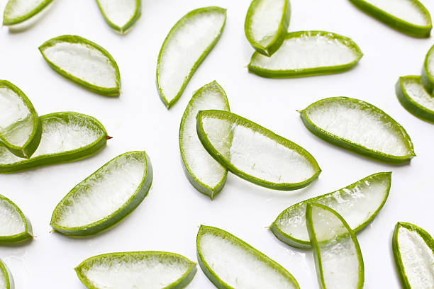 istock Sliced aloe vera pieces with translucent gel 2222872336