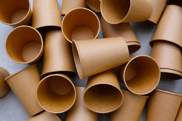 istock Brown paper cups, disposable glass 2222873495