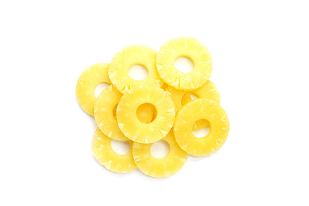 istock Juicy pineapple rings on white background. 2222874033