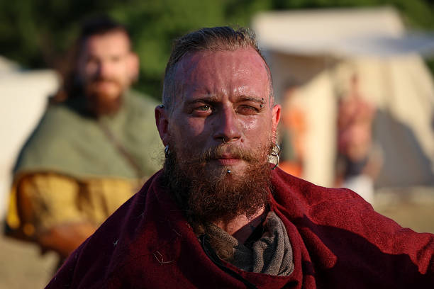 Ladispoli (RM), Italy - June 28, 2025: The Drakkar Viking Fest is a historical Viking reenactment. Typical Viking warrior wearing period clothing, in the style of Norse culture. Historical reenactment