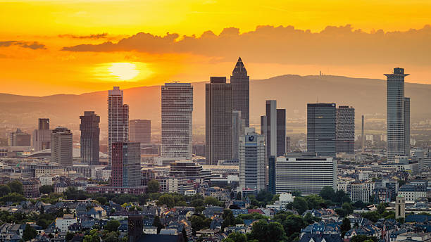 istock Frankfurt am Main Skyline Financial District in moody Sunset Light Germany 2222883022