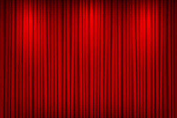 istock Theatre red curtains with the light of spotlights. Vector 2222886303