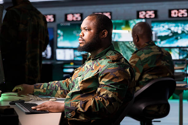 istock Army agent maintains air space superiority with radar during armed conflict 2222889008