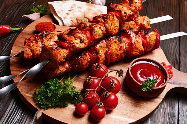 istock Chicken kebab with spices and vegetables 2222895856