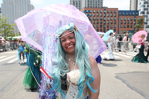 Performers dressed as sea creatures the Mermaid Parade on Surf Avenue in Coney Island, N.Y., Saturday, June 21, 2025.