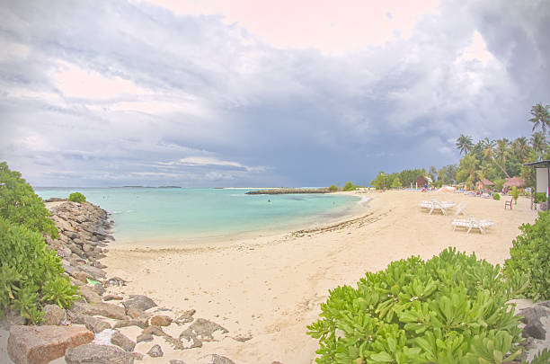 istock Beautiful tropical sandy beach panorama 2222900610