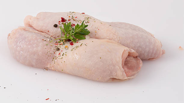 istock Sliced chicken isolated nature background with clipping path 2222900659