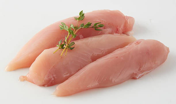 istock chicken breast Triangles isolated nature background with clipping path 2222900700