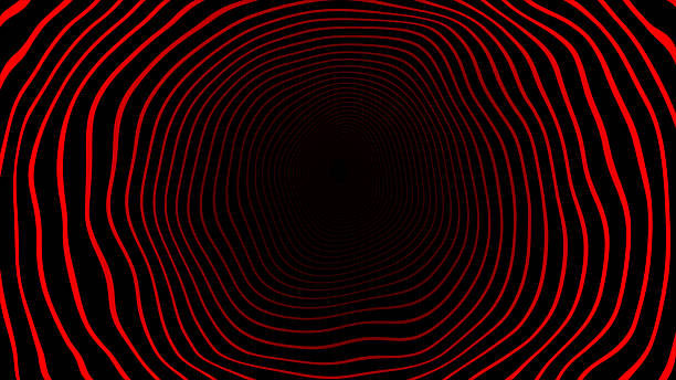 istock red color circular rings hi-tech tunnel futuristic pattern on black background 2222904576