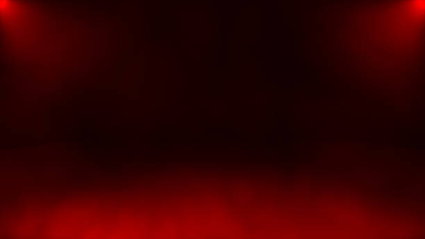 istock Gray smoke in slow motion, Red optical light rays with smoke dark background 2222904616