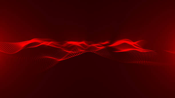 istock Red color particles wave Cyber technology background . Abstract seamless animation of glowing dots digital luxurious wave pattern flows background 2222904688