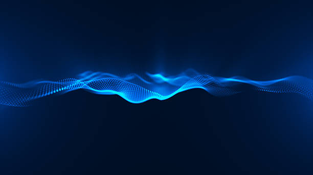 istock Royal blue color particles wave Cyber technology background . Abstract seamless animation of glowing dots digital luxurious wave pattern flows background 2222914616