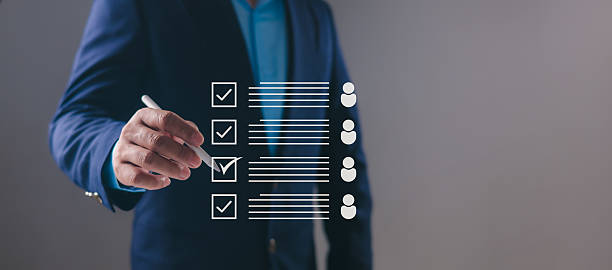 istock Recruitment, HR selection, candidate evaluation, human resources management, talent acquisition, professional staffing strategy, Manager using stylus to select employees on virtual checklist interface 2222915687