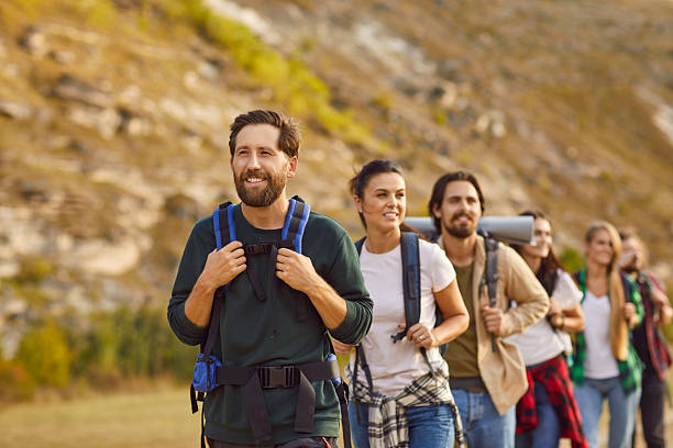 istock Group of Friends Hiking on Mountain During Vacation 2222918018