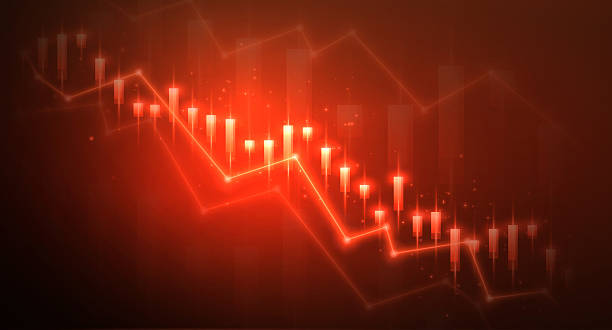 Stock and economic crisis graph background. Trade exchange, financial decrease stock photo