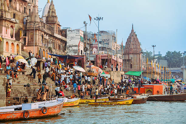 istock view on crowded ghats of Varanasi from ganges river 2222919433