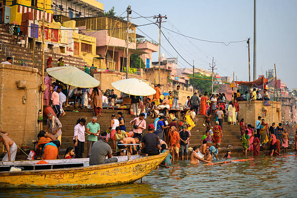 istock view on crowded ghats of Varanasi from ganges river 2222919606