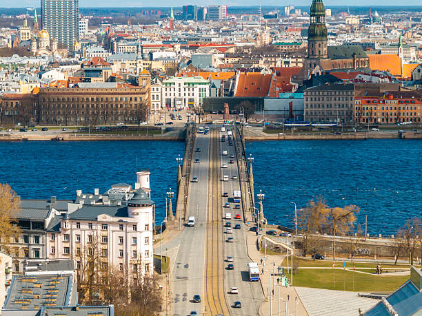istock Urban Bridge Over River with Historic and Modern Architecture 2222924431