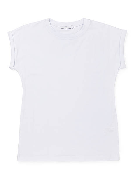 istock Women's white short sleeve t-shirt isolated on white background, top view, design element 2222925799