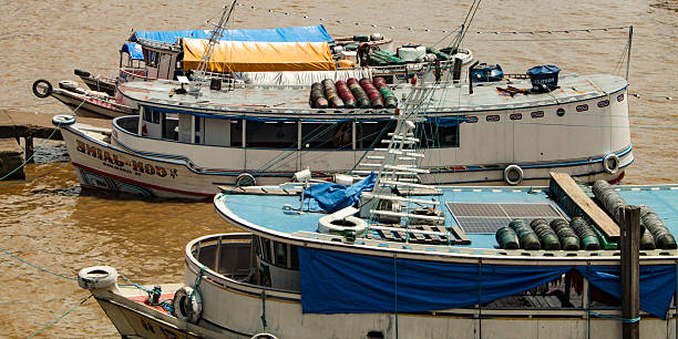 Traditional vessels for transporting passengers in the Amazon, on the Guamá River, city of Belém, state of Pará, northern Brazil